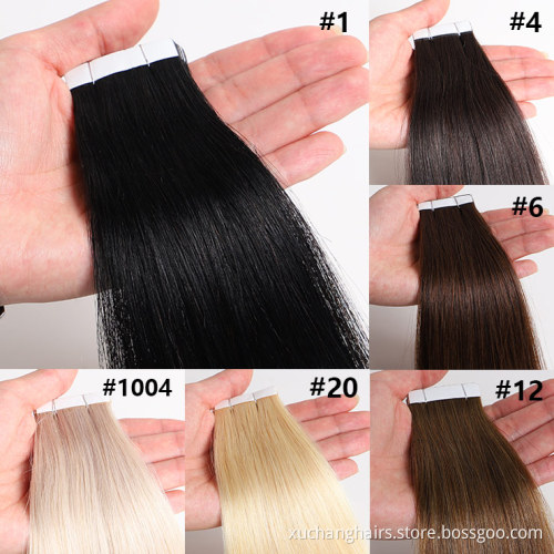 wholesale human remy hair extensions vendors straight cuticle aligned virgin tape in hair extensions remy